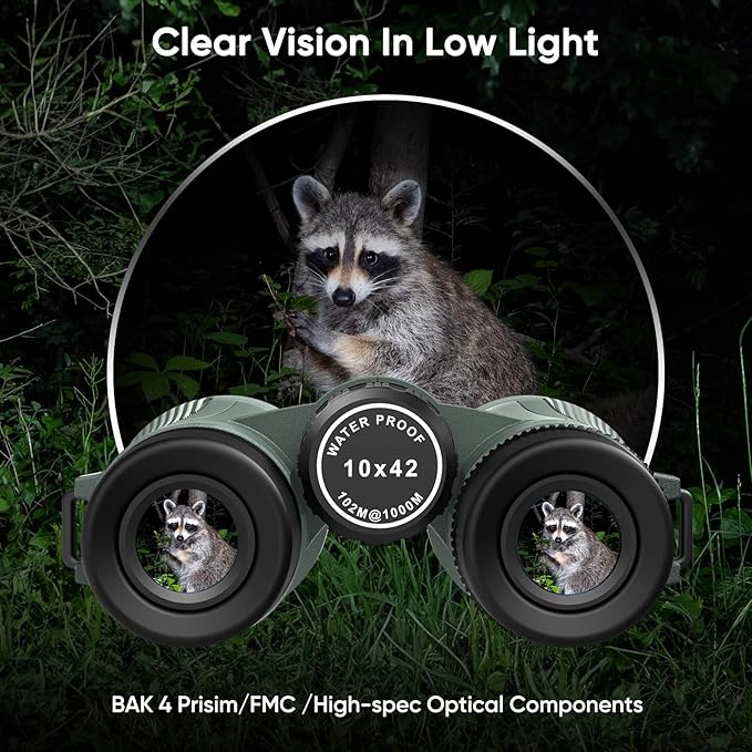 WOSPORTS 10x42 Binoculars for Adults - IP67 Waterproof Binoculars for Bird Watching, Hunting, Hiking