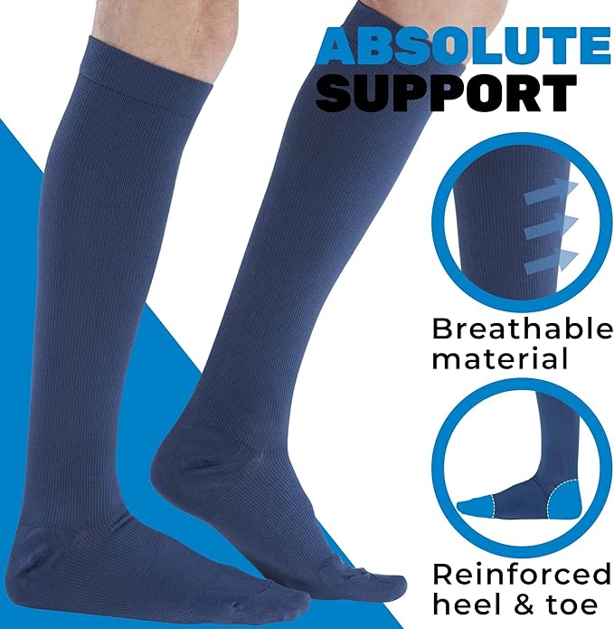 ABSOLUTE SUPPORT Cotton Compression Socks for Women & Men 20-30 mmhg Knee High