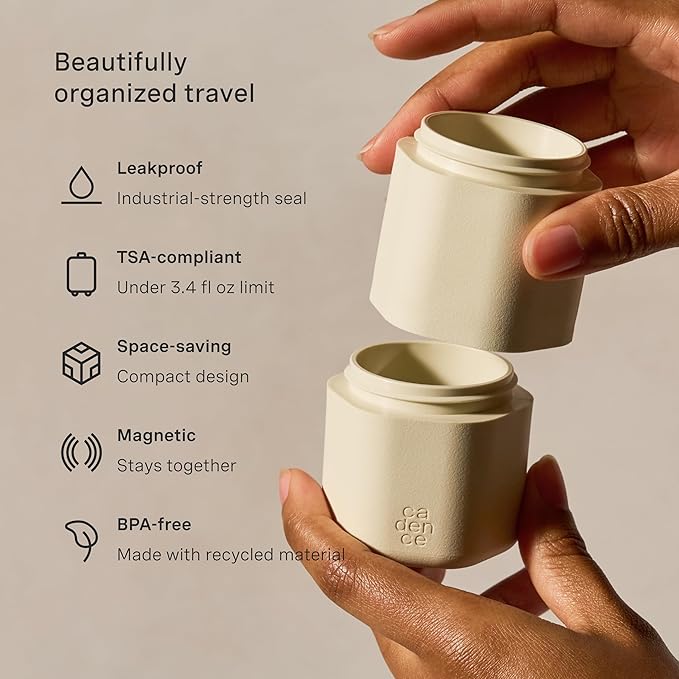 Cadence Extender - Add On to Any Flex Magnetic Containers with Lids,Extension to Travel Bottles for Toiletries - Carry On Travel Essentials For Women/Men - Adds Additional 1.43 fl oz - 3pk, Sand
