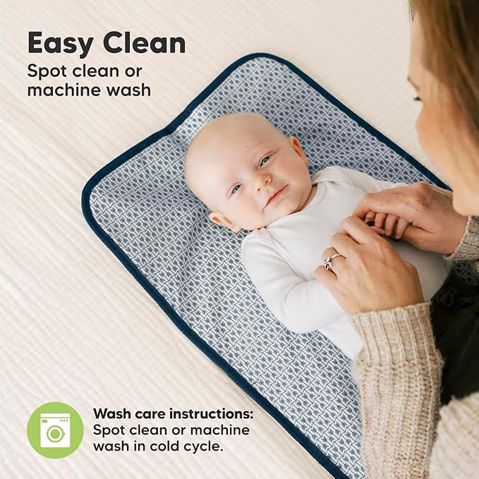 KeaBabies Portable Diaper Changing Pad, Easy Wipe Clean - Foldable Waterproof Baby Changing Mat for Diaper Bag, Compact, Lightweight, 25x13 Baby Changer Travel Essential, Machine Washable (Navy Blue)