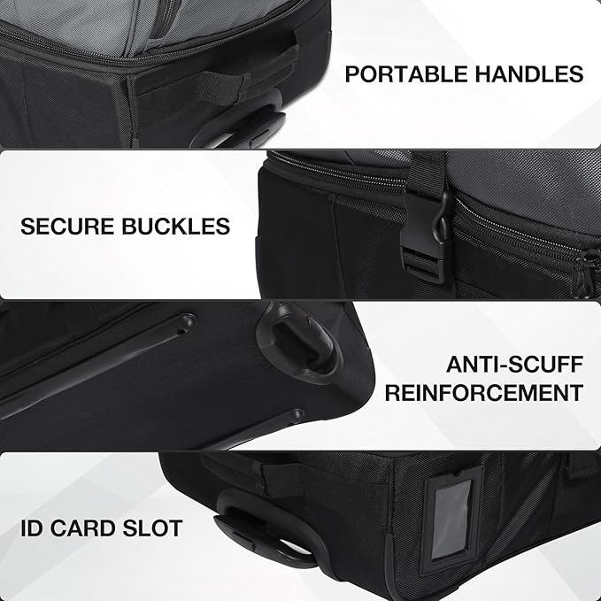 REDCAMP Large Rolling Duffle Bag with Wheels and Handle, 33-Inch Durable Heavy Duty Wheeled Travel Duffel Luggage, 2 Layers of Space