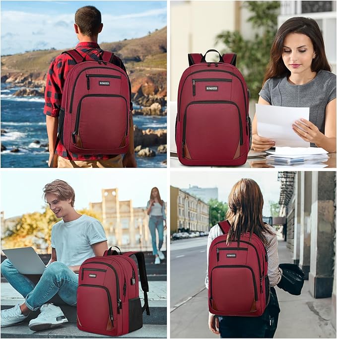 Red Backpack for School, School BackPack for Teens, Boys and Girls, with 15.6 inch Laptop Bookbag for College High School, Large Computer Back Pack with Compartments for Men & Women