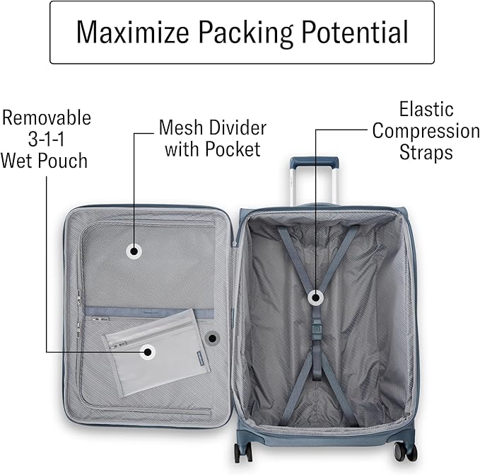 Samsonite UpLIFT Lightweight Medium Checked Softside Luggage with Spinner Wheels - Expandable - Airline-Approved, Polyester Soft Suitcase for Ultra Light Travel - Elemental Blue