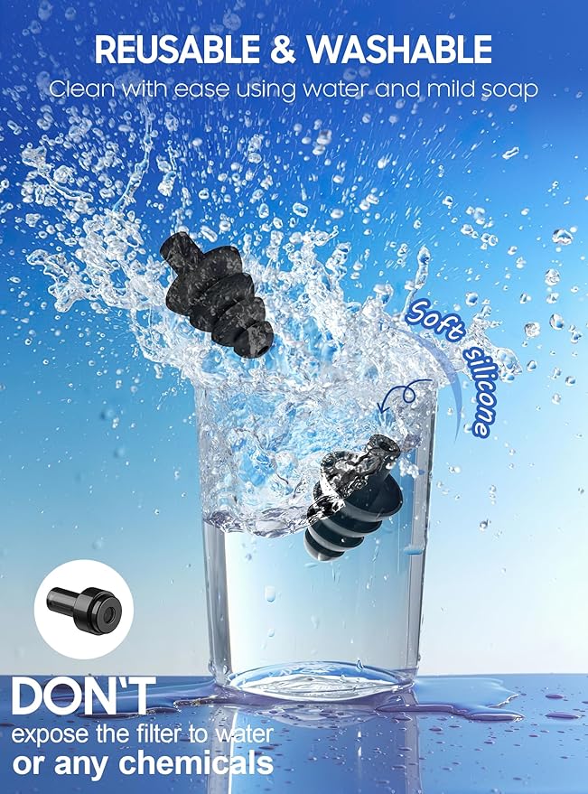 Ear Plugs for Airplane Pressure Relief, 2 Pairs Adults Soft Silicone Reusable Airplane Earplugs 26dB, with Silicone Connector Cord, Travel Essentials for Flying, Ear Protection Earplugs for Plane