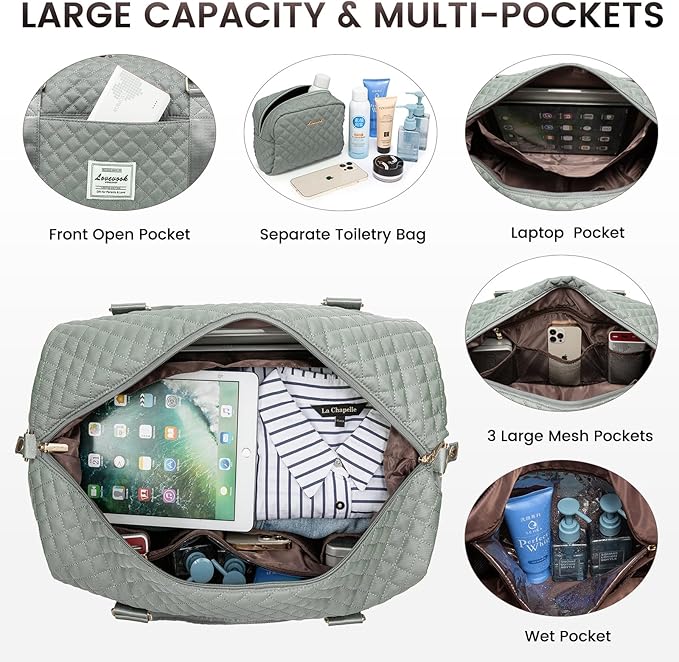 LOVEVOOK Travel Duffle Bag,Weekender Bags for Women with Shoe Compartment，Carry on Overnight Bag with Toiletry Bag,Gym Duffel Bag with Wet Pocket, Hospital Bags for Labor and Delivery