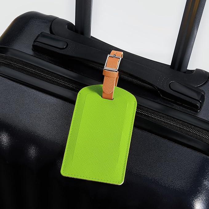 3 Pack Luggage Tags for Suitcases, TSA Approved Bag Tags, Baggage Tags with Privacy Protection, Travel Essentials Luggage Accessories, Green & Brown