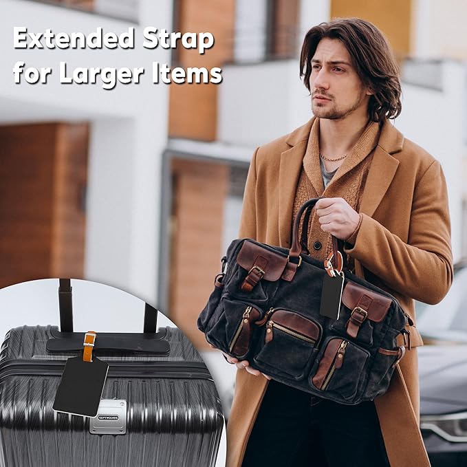 Travelambo Luggage Tags for Suitcases Faux Leather Privacy Protection 2 Pack Bag Tags Travel Accessories Essential, Cross Black