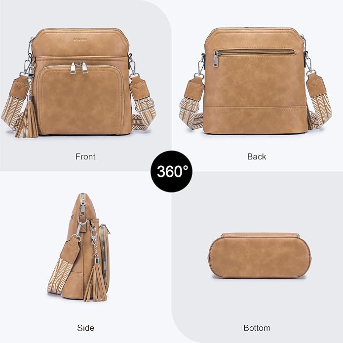 Crossbody Purse for Women,Lightweight Medium Crossbody Bag Soft Leather Women's Shoulder Handbags with Tassel