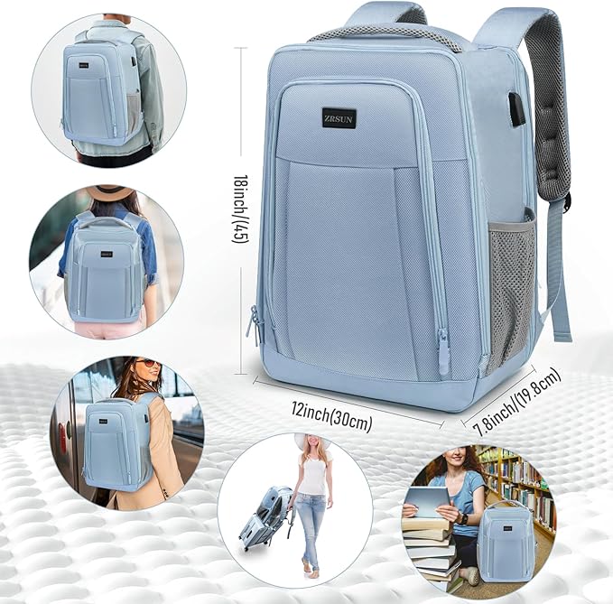 Travel Backpack, Business Anti Theft Slim Sturdy Laptops Backpack with USB Charging Port, Water Resistant College School Laptop Bag for Men & Women Fits 15.6 Inch Notebook(Blue)