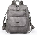 PU Leather Backpack Purse for Women Fashion Multipurpose Design Handbag Ladies Shoulder Bags Travel Backpack Grey