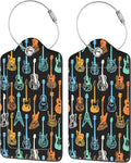 Luggage Tags for Suitcase,2 Pack Colorful Guitar Luggage Tag with Privacy Flap,Name ID Label and Metal Loop for Women Men Girls Baggage Bag Backpack Instrument