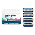 Preserve Shave 5 Razor Blades Refills - 5 Blade Razors for Men & Women - Ceramic Coated Shavers for Comfort with Aloe-Cocoa Butter Strip - Reusable Shaving Refill - 4 Pack