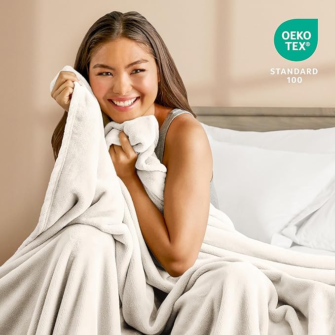 Bare Home Fleece Blanket - Throw Extra Long - Ultra-Soft Lightweight for Bed, Sofa, and Couch - Luxury Microplush - Cozy Warm Blanket (Throw XL, Vanilla)