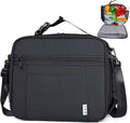 NOL Kids Lunch Bag - Kids 3+ Reusable Insulated Lunch Box with Zipper Closure Buckle Handle Adjustable Long Shoulder Strap, Easy-Clean Waterproof Fabric, Children Lunch Tote Bag for School-Black