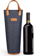 Tirrinia Single Wine Carrier Tote, Insulated Wine Cooler Bag for Travel, Picnic, & Wine Gifts – Thermal Padded Wine Bottle Holder Tote for Men & Women, Wine Gift for Wine Lovers,Dark Blue