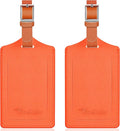 Travelambo Luggage Tags for Suitcases Faux Leather Privacy Protection 2 Pack Bag Tags Travel Accessories Essential, Cross Orange