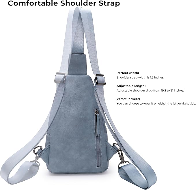 Alldaily Large Sling Bag for Women Crossbody Purse Leather Fashionable Trendy Chest Bag for Travel, Fanny Pack (Blue)