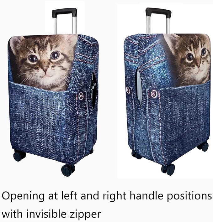 WUJIAONIAO Travel Luggage Cover Baggage Suitcase Cover Protector Skins 18-32 Inch (Cat B, S (for 18-20 inch luggage))