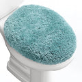 Microfiber Elongated Toilet Seat Cover 19.5"x 15" Machine Washable Solid Toilet Lid Cover Adjustable Rubber Backing Fits Most 18-19.5" L x 14-16" W Elongated Toilet Seat