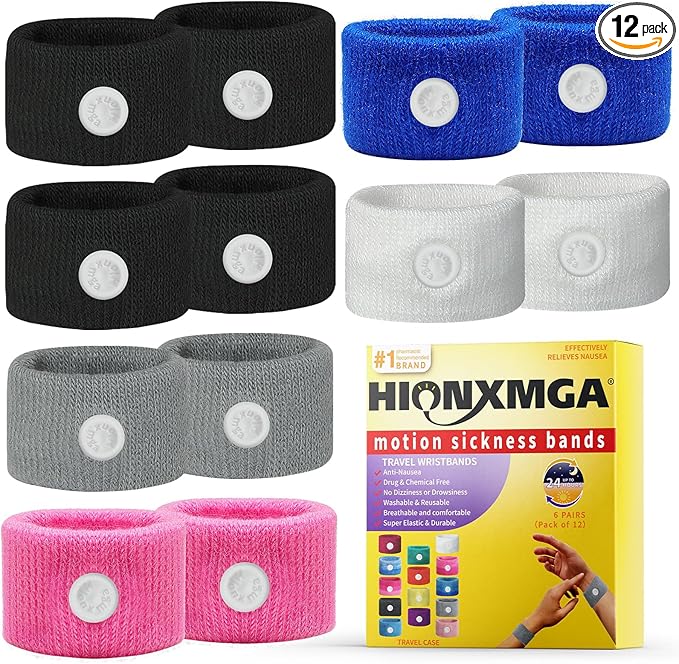 Motion Sickness Bands/Acupressure Nausea Wristband for Nausea,Sea Sickness Wristbands for Natural Relief of Morning Sickness,Dizziness, Motion Sickness(Car, Sea, Flying Travel Sickness)