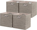 Posprica Storage Basket Bins,12×12 Foldable Storage Cube Boxes Fabric Drawer for Closet Shelf Cabinet Bookcase,4pcs,Coffee