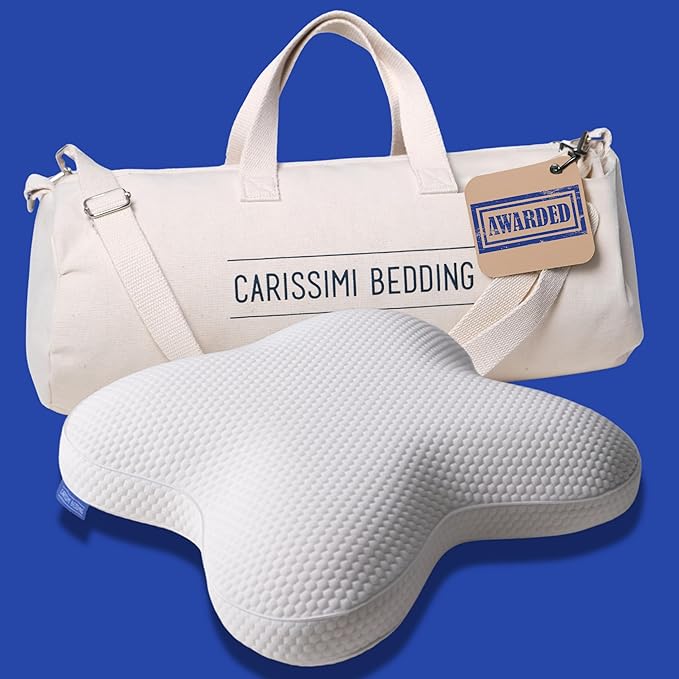 Dreamers Memory Foam Pillow with Bag – Cervical Neck Pillow for Side and Back Sleepers – Contoured Ergonomic Design for Shoulder and Neck Support