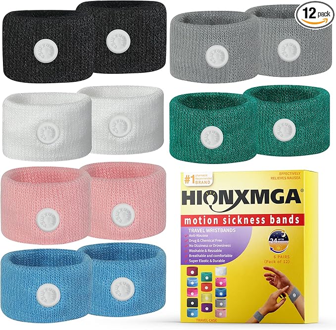 Motion Sickness Bands/Acupressure Nausea Wristband for Nausea,Sea Sickness Wristbands for Natural Relief of Morning Sickness,Dizziness, Motion Sickness(Car, Sea, Flying Travel Sickness)