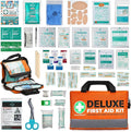 380 Pieces Deluxe First Aid Kit Compact Trauma Medical Kits with Assorted Bandages, Instant Cold Pack, Emergency Blanket for Home, Travel, Camping, Vehicle, Emergency Kits(Orange)