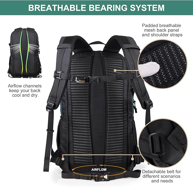 MOUNTAINTOP Hiking Backpack,30L Camping Backpack, Men Women Hiking Daypack Lightweight Travel Backpack for Camping Climbing Skiing Cycling