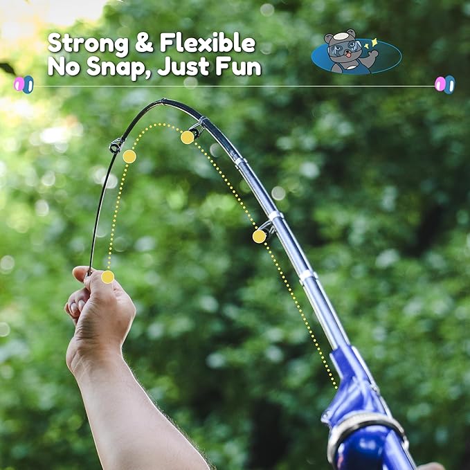 RUNCL Kids Fishing Pole - Portable Folding Fishing Rod and Reel Combo Kit with Spincast Fishing Reel, Kids Sunglasses, Tackle Box, Travel Bag, Gift for Youth