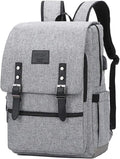 HFSX Vintage Backpack Anti Theft Laptop Backpack Men Women Business Travel Computer Backpack College Bookbag Stylish Water Resistant Vintage Backpack with USB Port Fits 15.6 Inch Laptop Grey