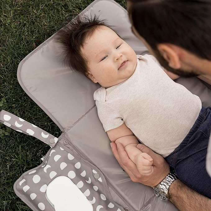 Tiny Twinkle Portable Diaper Changing Pad-Foldable Waterproof Changing Mat&Portable Changing Pad for Travel,Baby Changing Station with Smart Wipes Pocket&Storage (Luna)