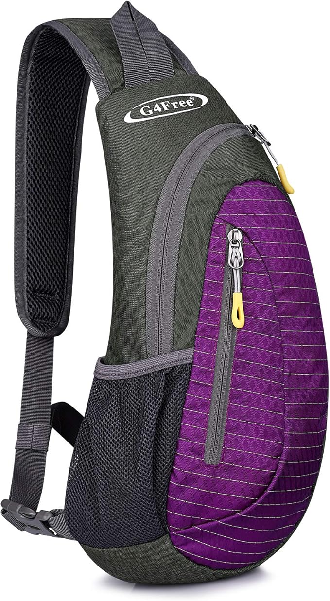 G4Free Sling Bag for Men Women, Small Crossbody Backpack Lightweight Chest Shoulder Bags for Travel, Outdoor and Sports (Purple)