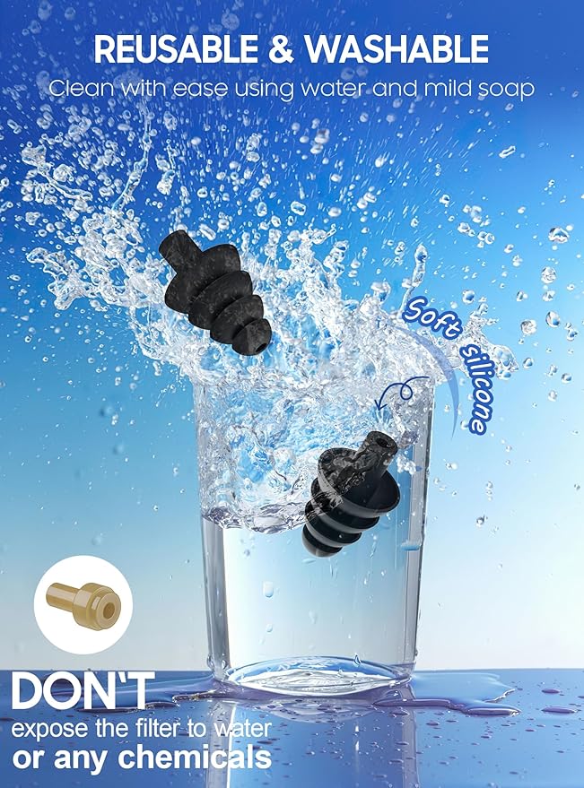 Ear Plugs for Airplane Pressure Relief, 2 Pairs Adults Soft Silicone Reusable Airplane Earplugs 26dB, with Silicone Connector Cord, Travel Essentials for Flying, Ear Protection Earplugs for Plane