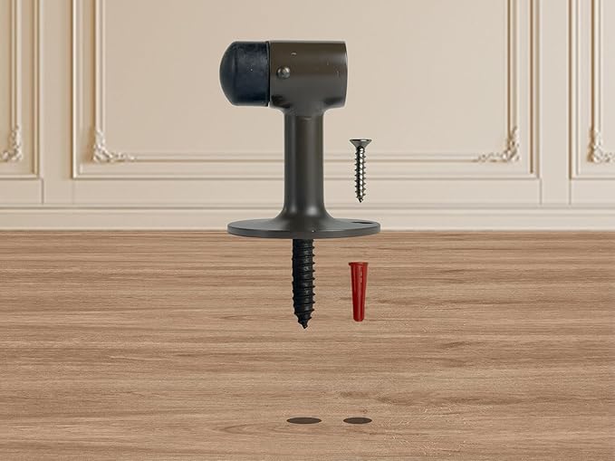 QCAA Solid Brass Door Stop, 3" Height, US10B ORB(Oil-Rubbed Bronze), Made in Taiwan, 1 Pack