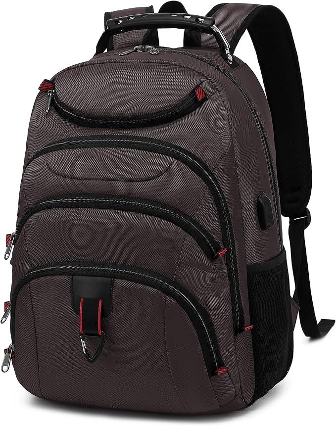 Boavan Laptop Backpack for men, 15.6 inch Laptop Bag with USB Port, Waterproof Travel Work Backpack Purse, Anti-Theft Teacher Nurse Doctor Casual Bookbags Office Business backpack,Coffee