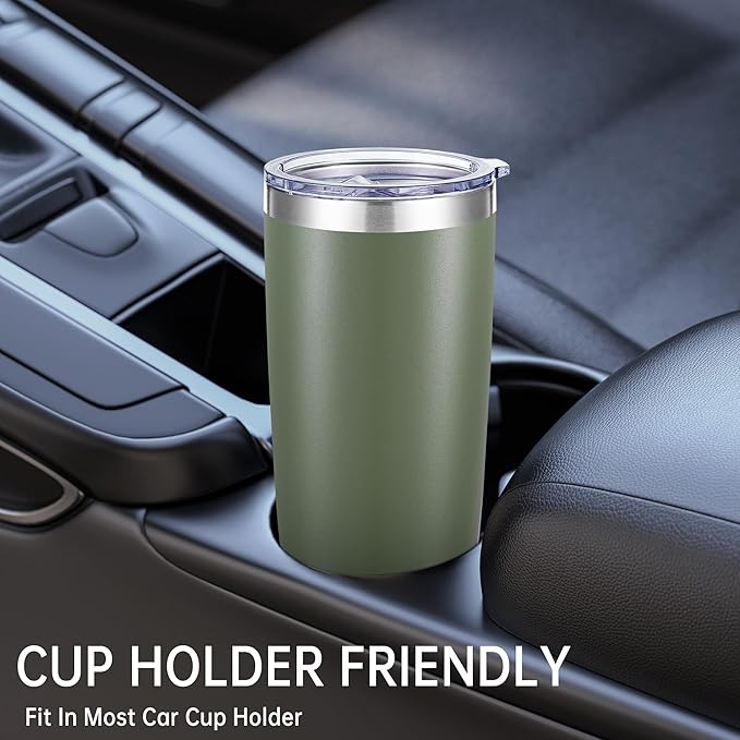 20 oz Tumbler Stainless Steel Tumblers with Lid Double Wall Vacuum Insulated Coffee Mug 20oz Powder Coated Cup for Hot and Cold Drinks, Army Green, 1 pack