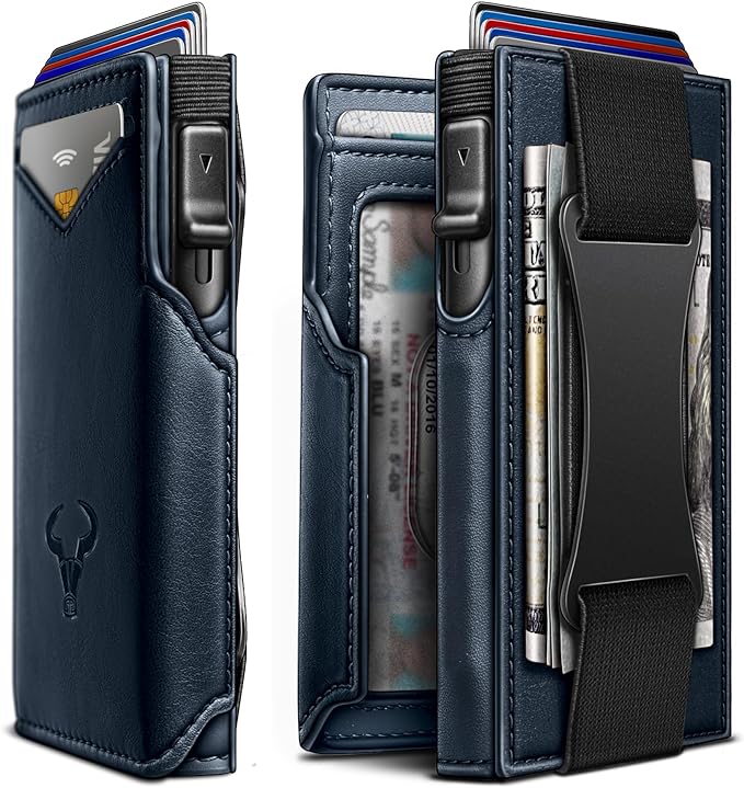 BULLIANT Men Wallet Gift Boxed,Slim Front Pocket Wallet Money Clip Card Holder 3.8"x2.7",Pop-up Access