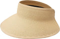 Joywant Womens Sun Visor Hats, Packable Wide Brim Ponytail Beach Hat Straw Visor Summer Beach Vacation Essentials for Womens