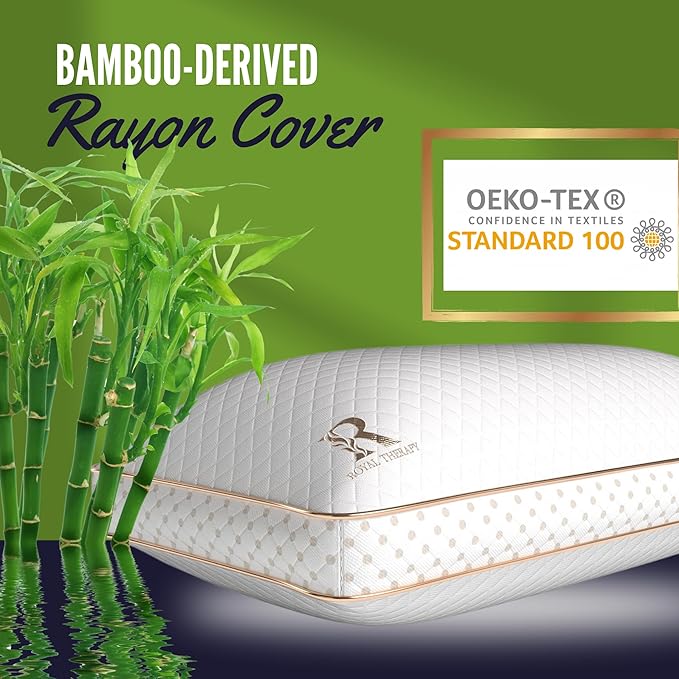 Royal Therapy 2-Pack Queen Memory Foam Pillow, Adjustable Shredded Odor-Free Pillow for Neck & Shoulder Pain Relief, Support for Back, Stomach, Side Sleepers, AirFlowPRO