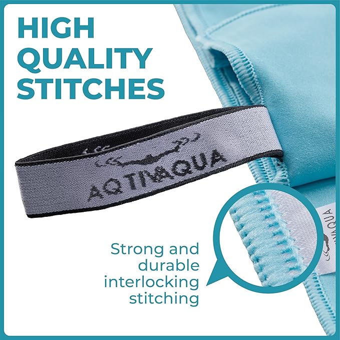AqtivAqua Quick Dry Towel - Lightweight Microfiber Travel Towel w/Bag - Fast Drying Towel Set for Camping, Beach, Pool, Gym, Backpacking, Sports, Yoga & Swim Use, Hiking (Blue, M:24"x40")