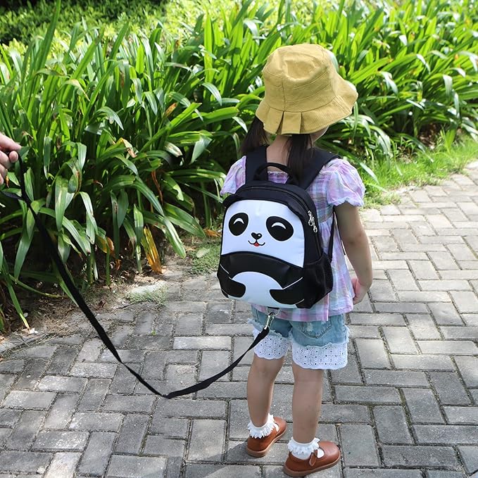 yodo Kids Insulated Toddler Backpack with Safety Harness Leash and Name Label - Playful Preschool Lunch Boxes Carry Bag, Panda