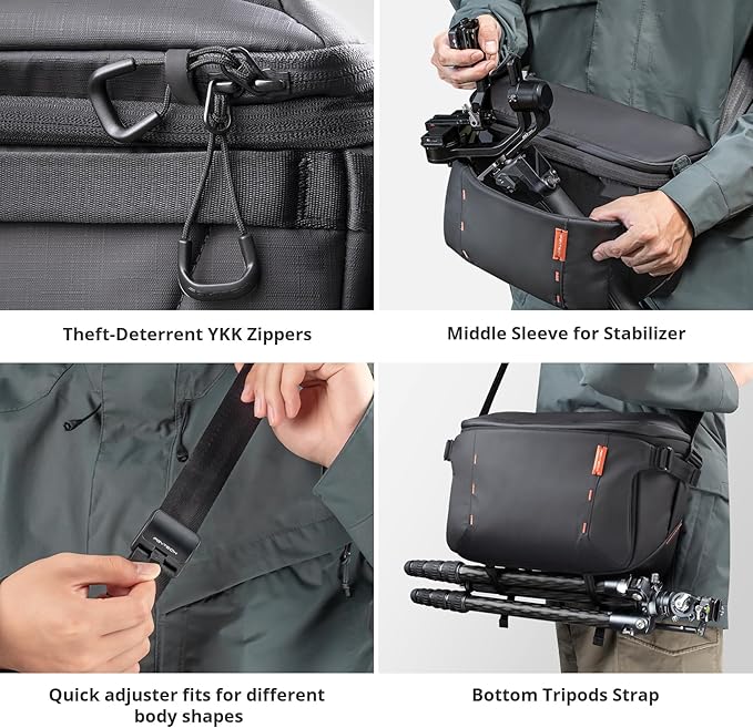PGYTECH OneMo Sling Camera Bag 11L-13L, waterproof Crossbody Camera Shoulder Bag for Photographers Travel, DSLR Camera Bag for Sony/Canon/Nikon/DJI Mavic/Mirrorless/Tripod/Laptop