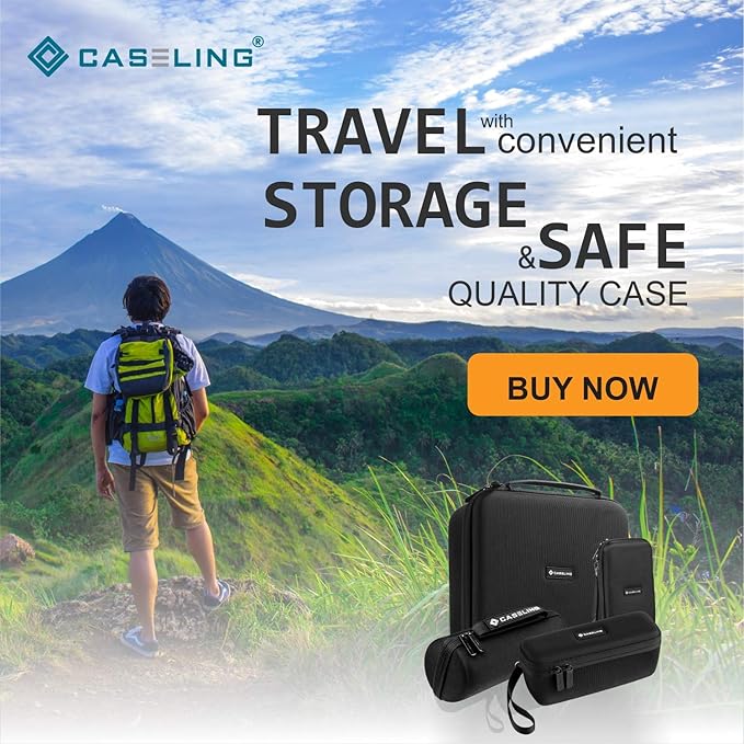 Caseling Hard Case - 9.8” x 5.6”x 2.8” - for Universal Electronics/Accessories EVA Protection Hard Travel Organizer Carrying Bag - Black