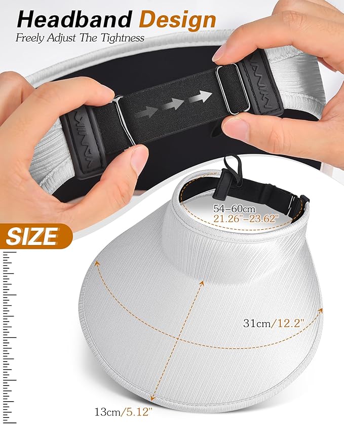 Sun Visor Hats for Women,UPF50+ Wide Brim Sun Hats Adjustable Foldable Beach Hats for Daily Travel