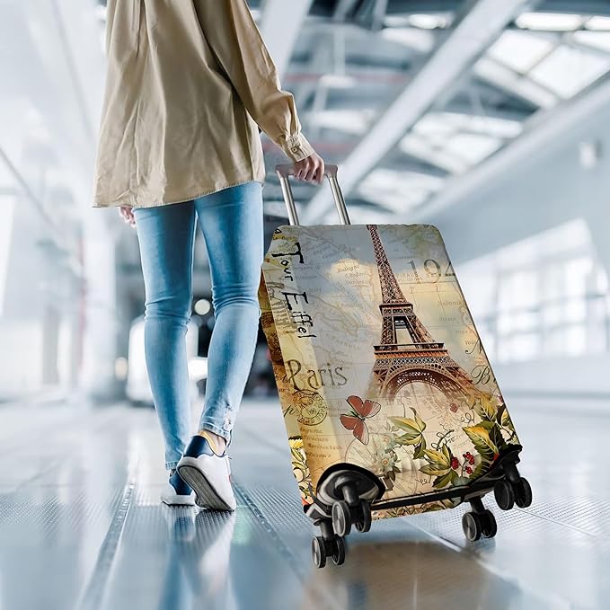 Travel Luggage Cover Suitcase Protector Fits 18-32 Inch Wheel Covers PatternedTravel Related Items Flower Luggage Protector Elastic M