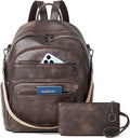 Backpack Purse for Women Laptop Backpack, Leather Travel Backpack Shoulder Bag Teacher College Daypack Work Handbag fits 14" Laptop-Coffee