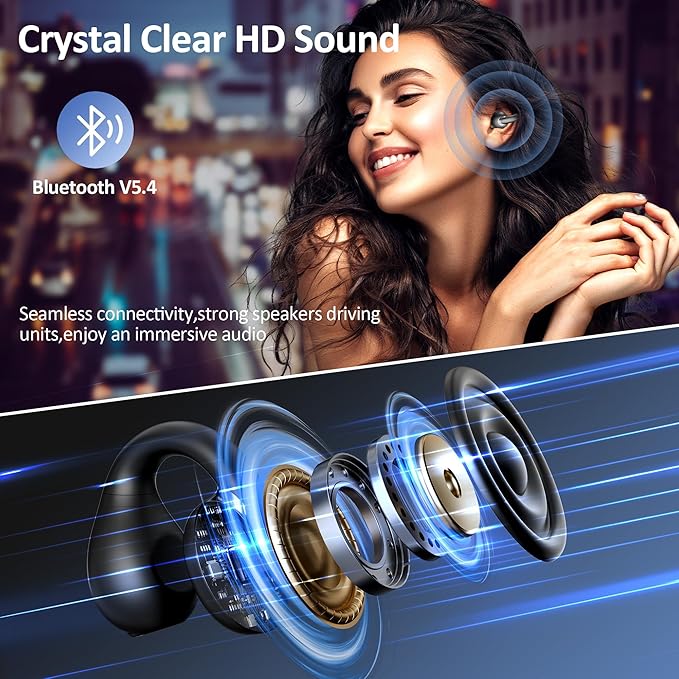 AI Language Translation Earbuds Real Time, IAMJOY Language Translator Earbuds Open Ear Clip-On Design, 163 Language & Accents Two-Way Translator Device with APP for Travel Learning Business, Black
