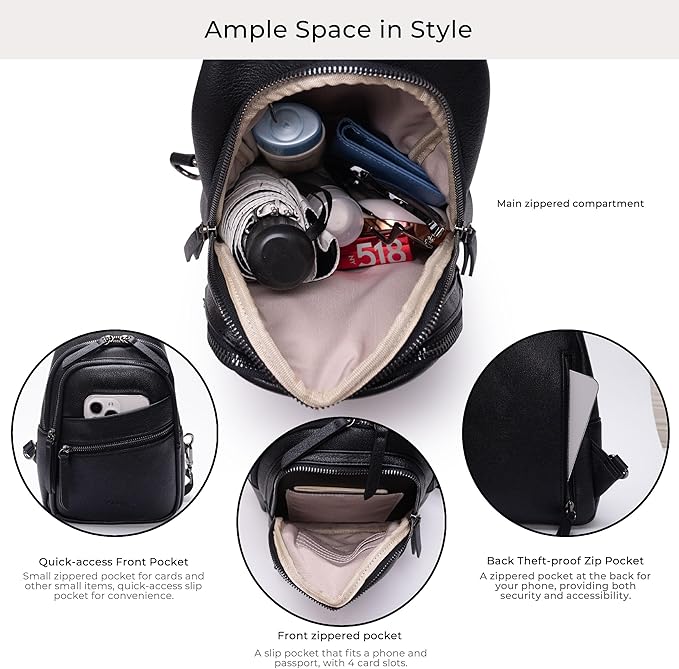 Alldaily Large Sling Bag for Women Crossbody Purse Leather Fashionable Trendy Chest Bag for Travel, Fanny Pack (Black)