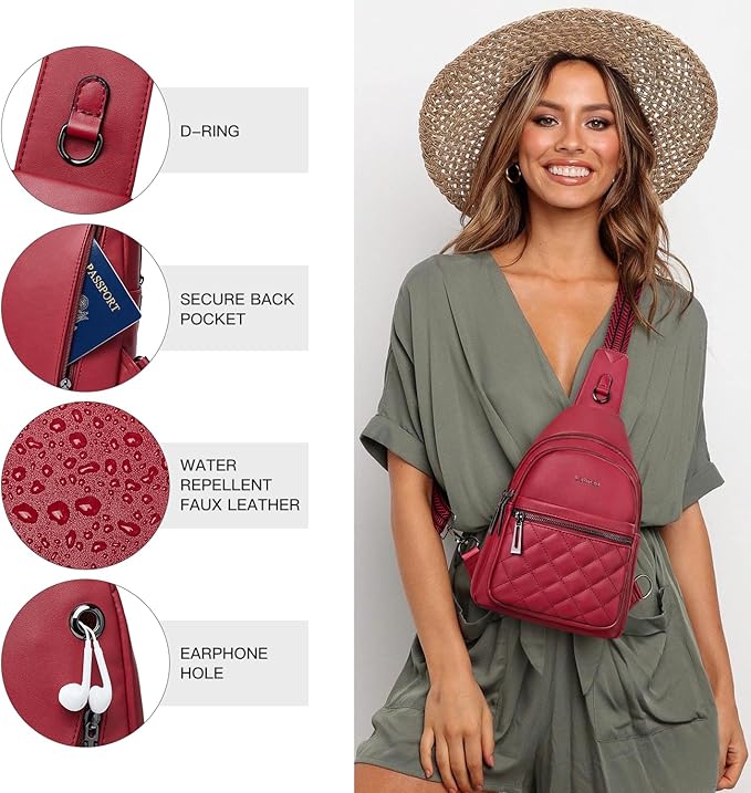 Sling Bag For Women Fanny Pack Crossbody Travel Shoulder Belt Bags Tote Backpack Purse Faux Leather